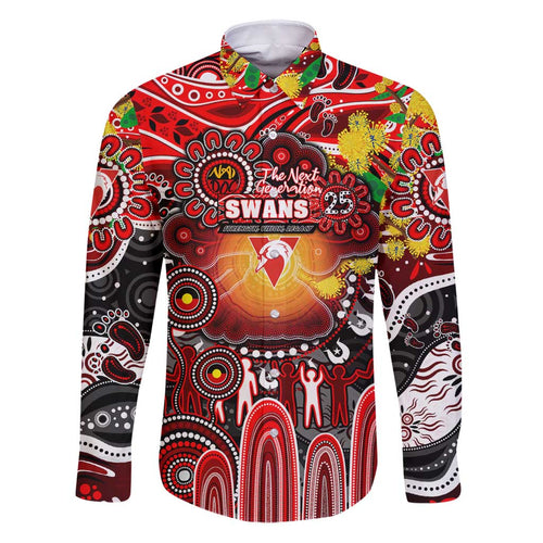 Personalised NAIDOC Week 2025 Swans Football Family Matching Puletasi and Hawaiian Shirt Aboriginal Dot Painting
