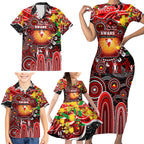 Personalised NAIDOC Week 2025 Swans Football Family Matching Short Sleeve Bodycon Dress and Hawaiian Shirt Aboriginal Dot Painting