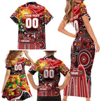 Personalised NAIDOC Week 2025 Swans Football Family Matching Short Sleeve Bodycon Dress and Hawaiian Shirt Aboriginal Dot Painting