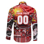 Personalised NAIDOC Week 2025 Swans Football Family Matching Short Sleeve Bodycon Dress and Hawaiian Shirt Aboriginal Dot Painting