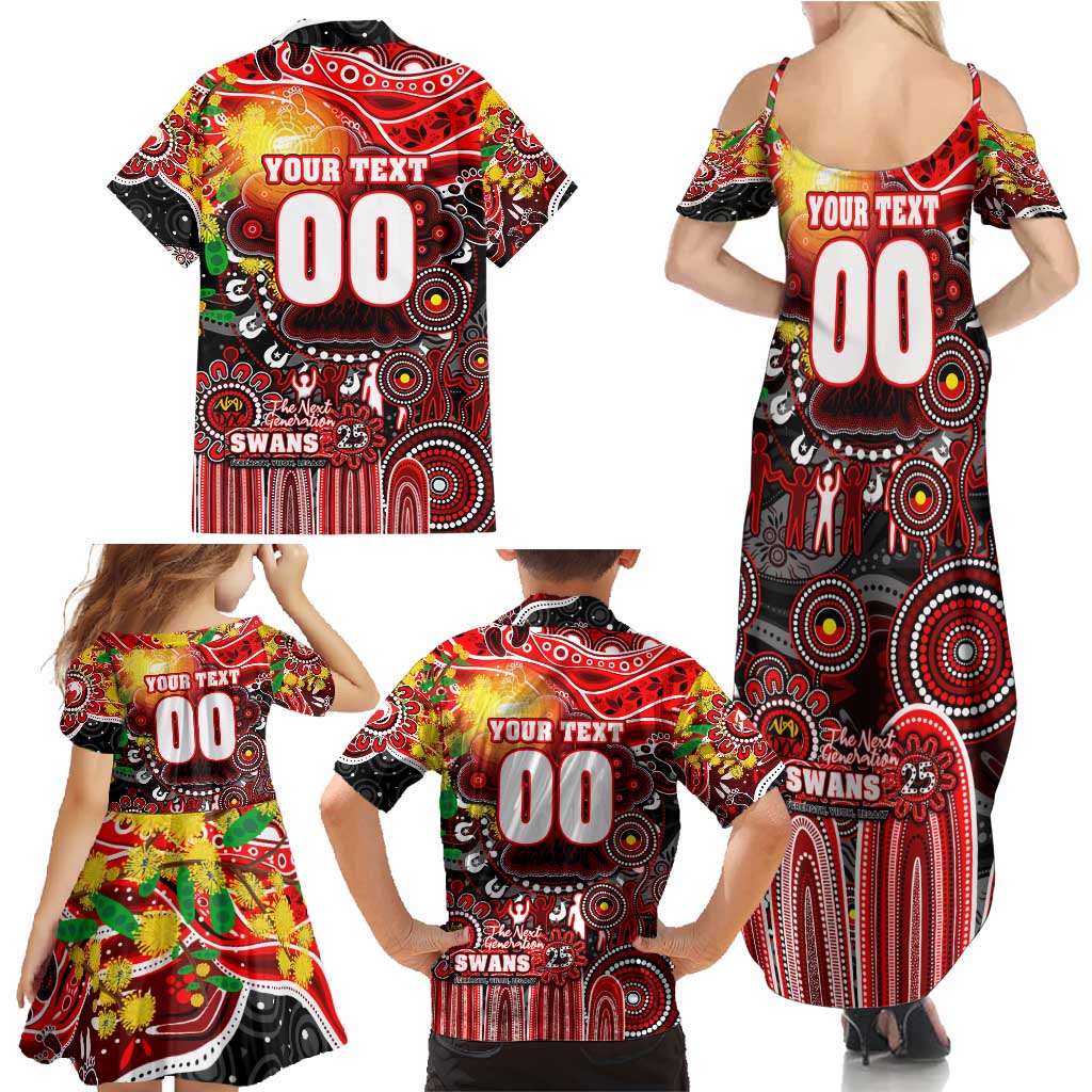 Personalised NAIDOC Week 2025 Swans Football Family Matching Summer Maxi Dress and Hawaiian Shirt Aboriginal Dot Painting