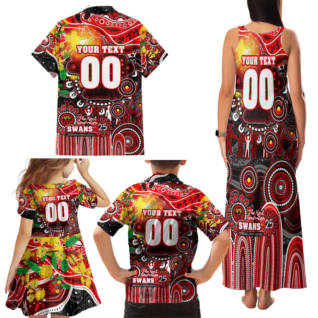 Personalised NAIDOC Week 2025 Swans Football Family Matching Tank Maxi Dress and Hawaiian Shirt Aboriginal Dot Painting