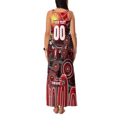 Personalised NAIDOC Week 2025 Swans Football Family Matching Tank Maxi Dress and Hawaiian Shirt Aboriginal Dot Painting