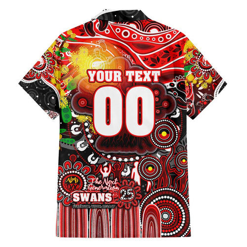 Personalised NAIDOC Week 2025 Swans Football Hawaiian Shirt Aboriginal Dot Painting
