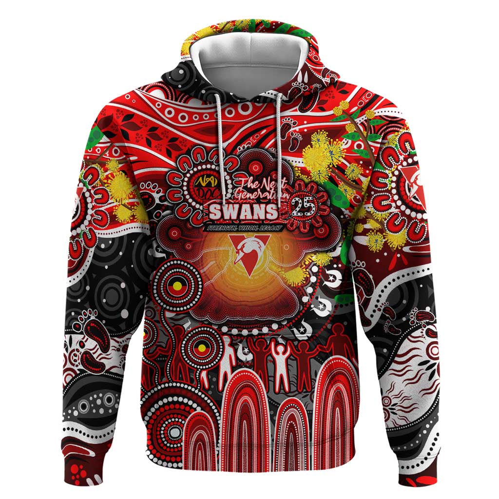 Personalised NAIDOC Week 2025 Swans Football Hoodie Aboriginal Dot Painting