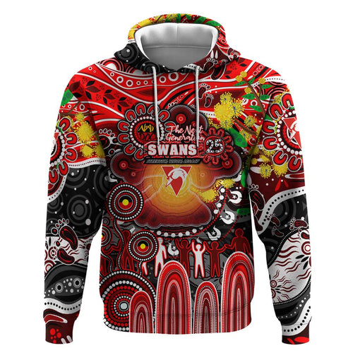 Personalised NAIDOC Week 2025 Swans Football Hoodie Aboriginal Dot Painting