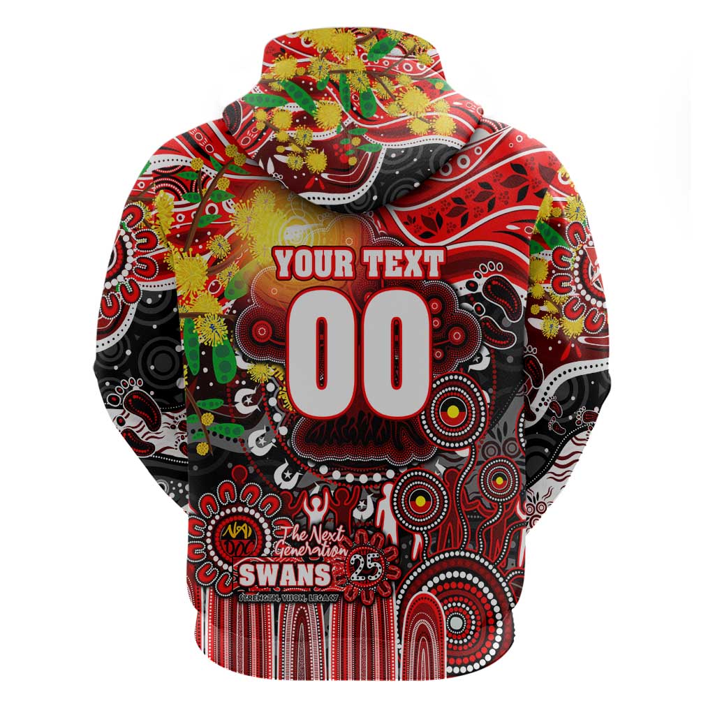 Personalised NAIDOC Week 2025 Swans Football Hoodie Aboriginal Dot Painting