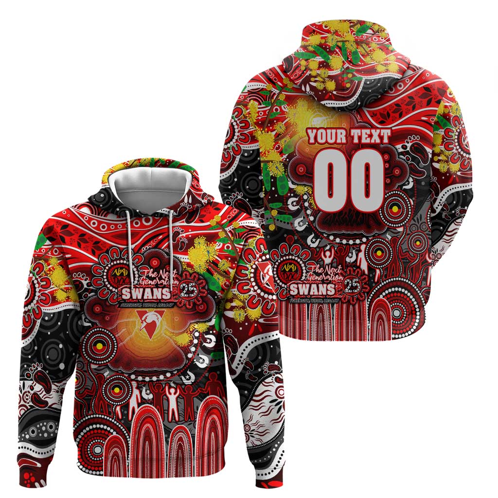 Personalised NAIDOC Week 2025 Swans Football Hoodie Aboriginal Dot Painting
