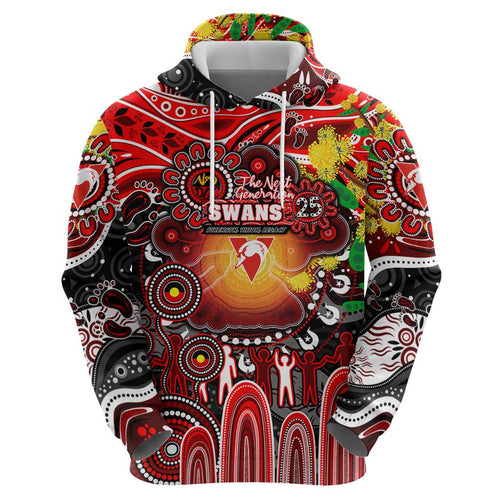 Personalised NAIDOC Week 2025 Swans Football Hoodie Aboriginal Dot Painting