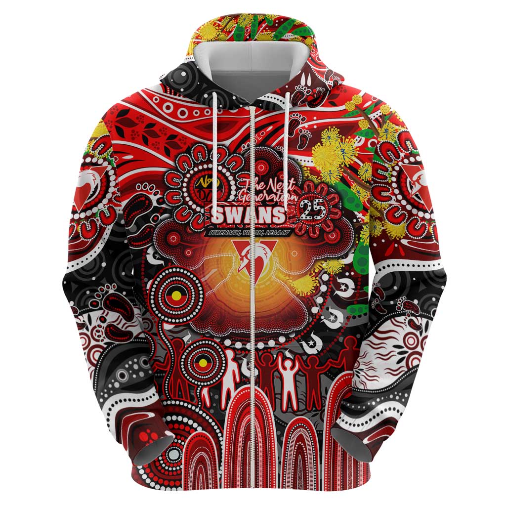 Personalised NAIDOC Week 2025 Swans Football Hoodie Aboriginal Dot Painting