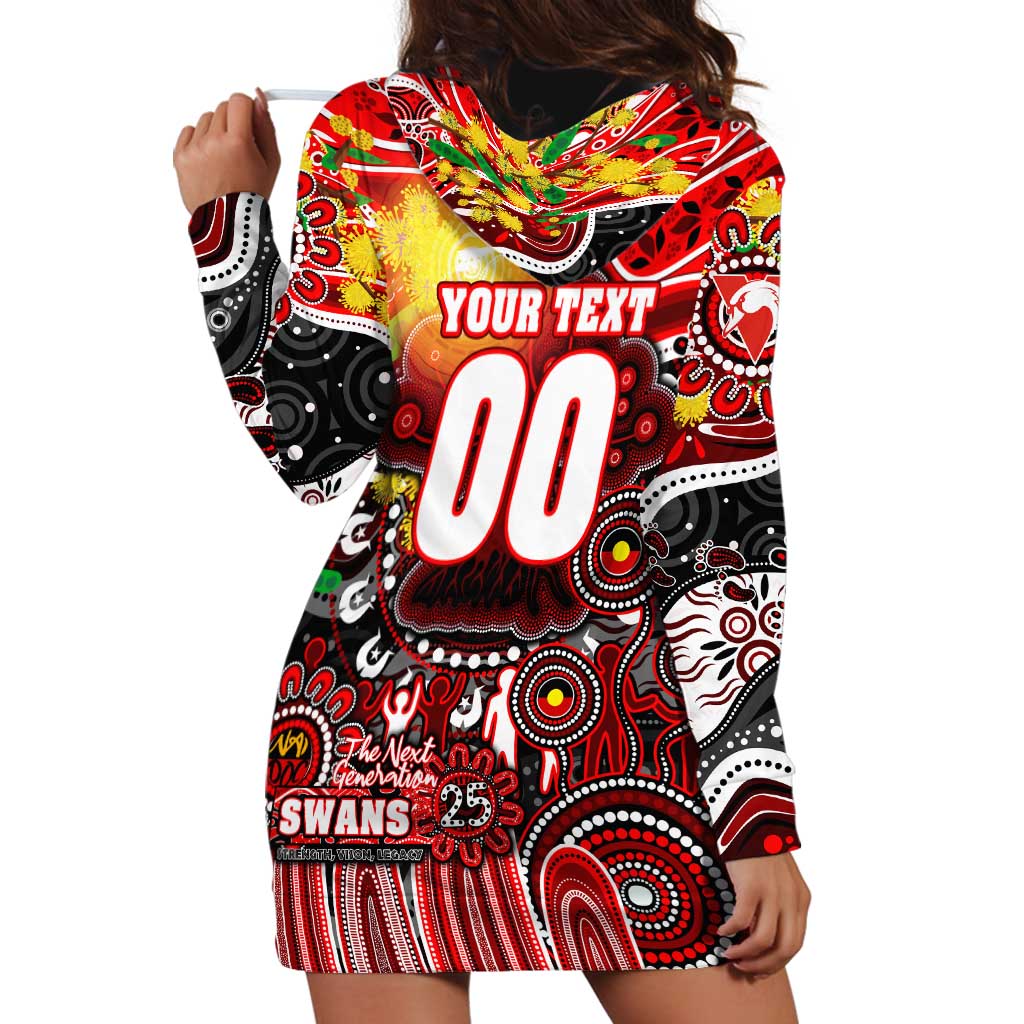 Personalised NAIDOC Week 2025 Swans Football Hoodie Dress Aboriginal Dot Painting