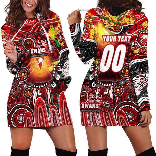 Personalised NAIDOC Week 2025 Swans Football Hoodie Dress Aboriginal Dot Painting