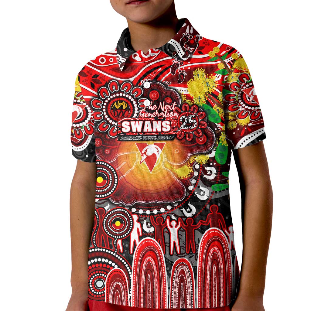 Personalised NAIDOC Week 2025 Swans Football Kid Polo Shirt Aboriginal Dot Painting