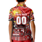 Personalised NAIDOC Week 2025 Swans Football Kid Polo Shirt Aboriginal Dot Painting