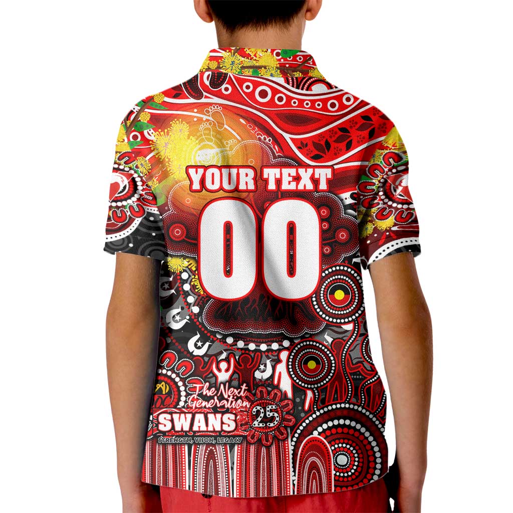 Personalised NAIDOC Week 2025 Swans Football Kid Polo Shirt Aboriginal Dot Painting