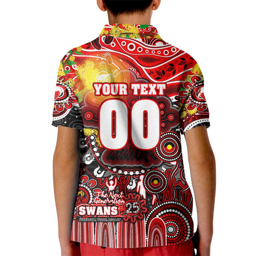 Personalised NAIDOC Week 2025 Swans Football Kid Polo Shirt Aboriginal Dot Painting