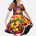 Personalised NAIDOC Week 2025 Swans Football Kid Short Sleeve Dress Aboriginal Dot Painting
