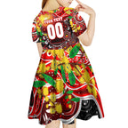 Personalised NAIDOC Week 2025 Swans Football Kid Short Sleeve Dress Aboriginal Dot Painting