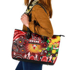 NAIDOC Week 2025 Swans Football Leather Tote Bag Aboriginal Dot Painting