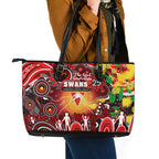 NAIDOC Week 2025 Swans Football Leather Tote Bag Aboriginal Dot Painting