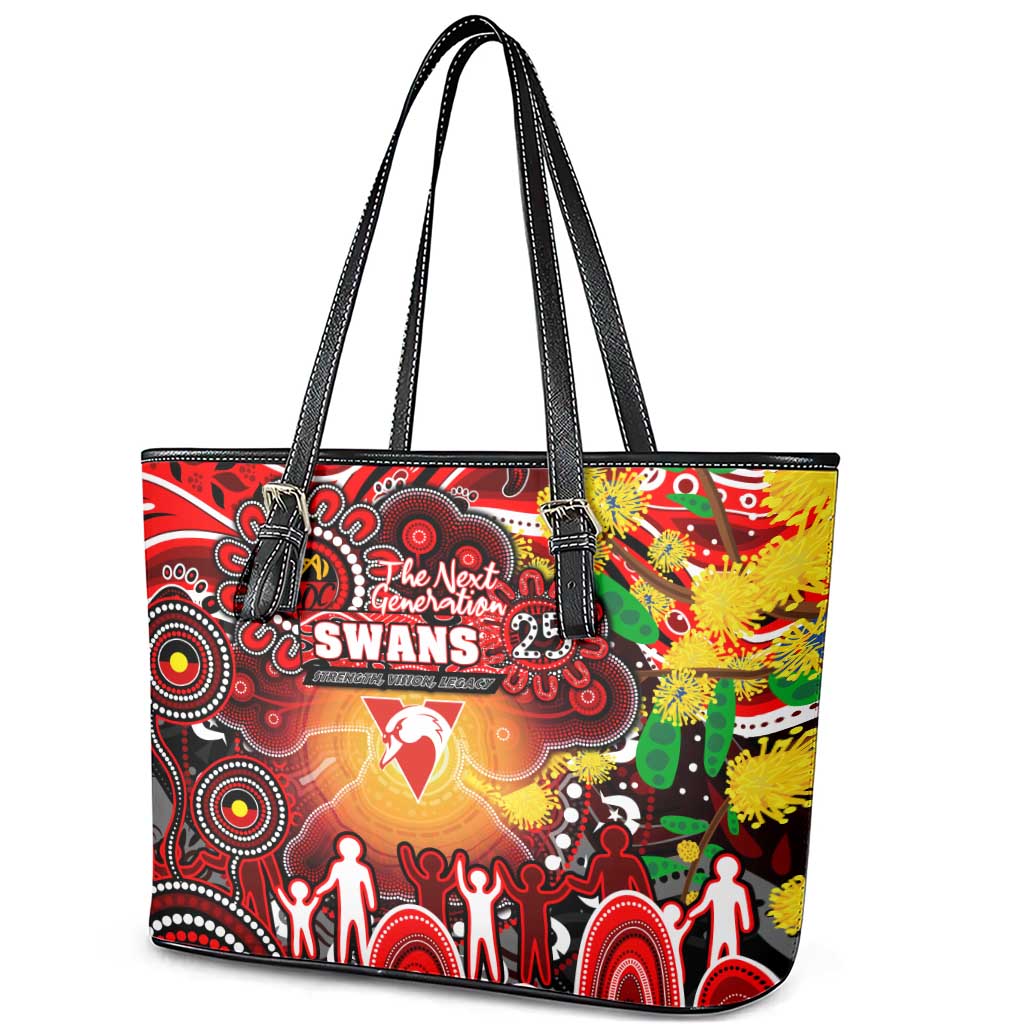 NAIDOC Week 2025 Swans Football Leather Tote Bag Aboriginal Dot Painting