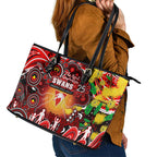 NAIDOC Week 2025 Swans Football Leather Tote Bag Aboriginal Dot Painting
