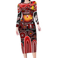 Personalised NAIDOC Week 2025 Swans Football Long Sleeve Bodycon Dress Aboriginal Dot Painting