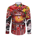 Personalised NAIDOC Week 2025 Swans Football Long Sleeve Button Shirt Aboriginal Dot Painting