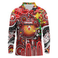 Personalised NAIDOC Week 2025 Swans Football Long Sleeve Polo Shirt Aboriginal Dot Painting