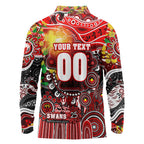 Personalised NAIDOC Week 2025 Swans Football Long Sleeve Polo Shirt Aboriginal Dot Painting