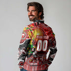 Personalised NAIDOC Week 2025 Swans Football Long Sleeve Polo Shirt Aboriginal Dot Painting