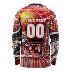 Personalised NAIDOC Week 2025 Swans Football Long Sleeve Shirt Aboriginal Dot Painting