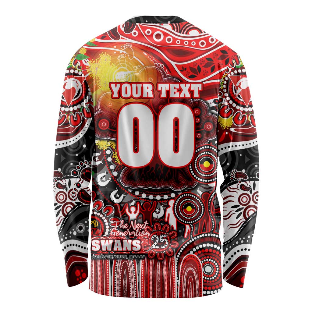 Personalised NAIDOC Week 2025 Swans Football Long Sleeve Shirt Aboriginal Dot Painting