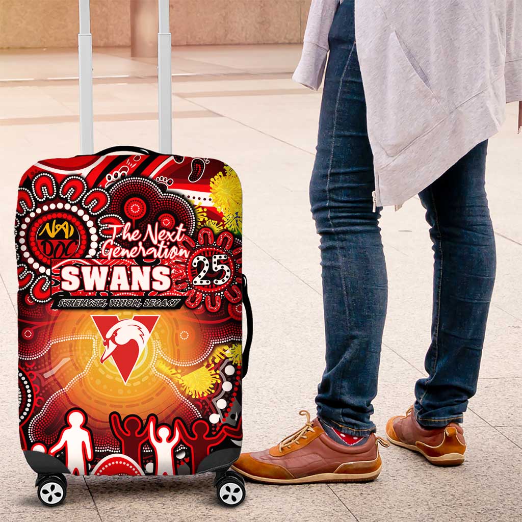NAIDOC Week 2025 Swans Football Luggage Cover Aboriginal Dot Painting
