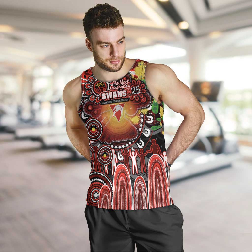 Personalised NAIDOC Week 2025 Swans Football Men Tank Top Aboriginal Dot Painting