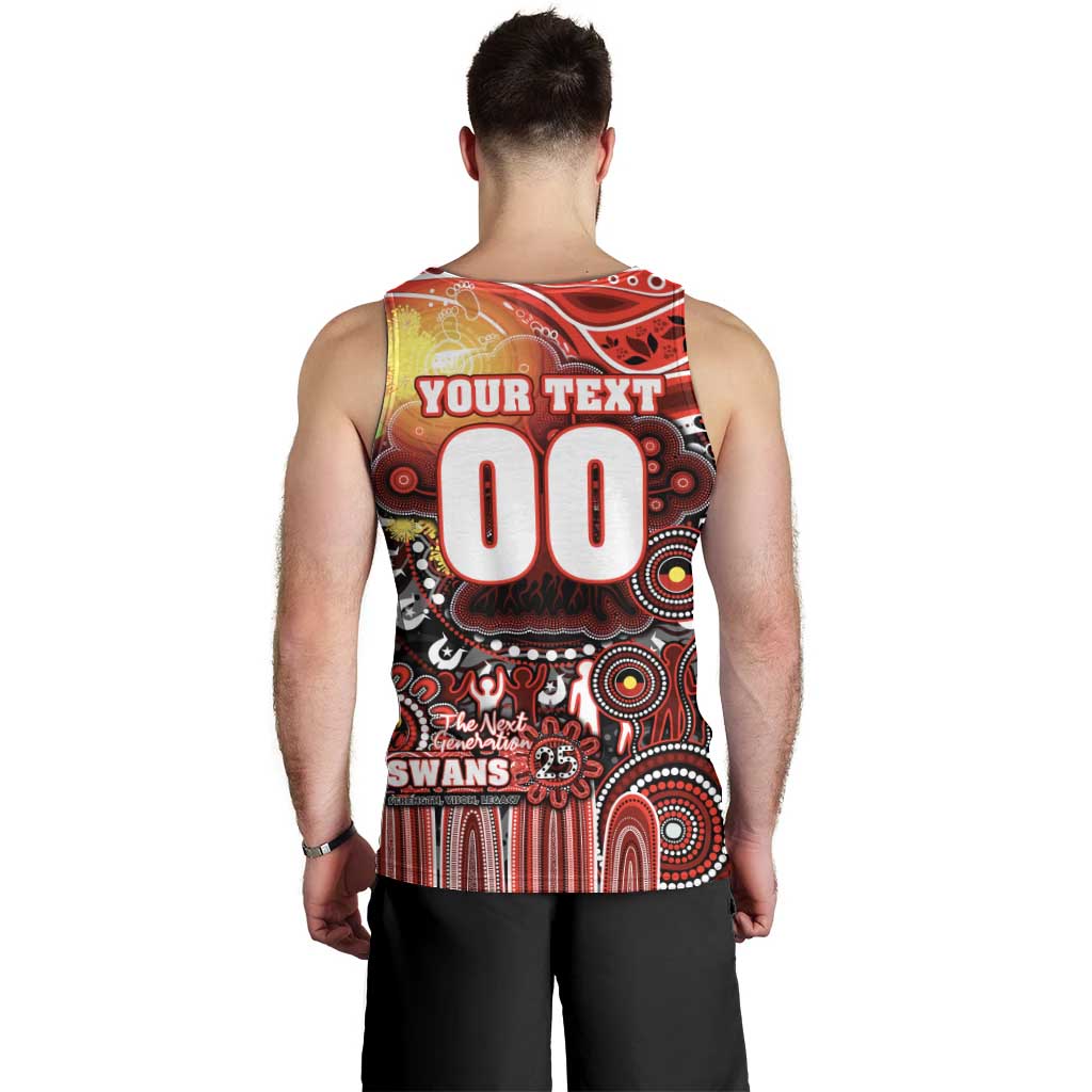 Personalised NAIDOC Week 2025 Swans Football Men Tank Top Aboriginal Dot Painting