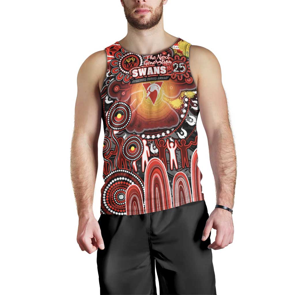 Personalised NAIDOC Week 2025 Swans Football Men Tank Top Aboriginal Dot Painting