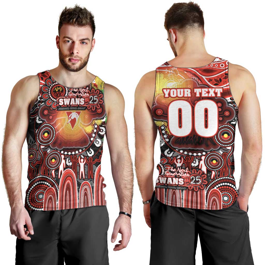 Personalised NAIDOC Week 2025 Swans Football Men Tank Top Aboriginal Dot Painting