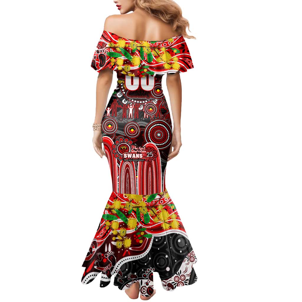Personalised NAIDOC Week 2025 Swans Football Mermaid Dress Aboriginal Dot Painting