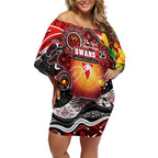 Personalised NAIDOC Week 2025 Swans Football Off Shoulder Short Dress Aboriginal Dot Painting