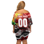 Personalised NAIDOC Week 2025 Swans Football Off Shoulder Short Dress Aboriginal Dot Painting