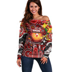 Personalised NAIDOC Week 2025 Swans Football Off Shoulder Sweater Aboriginal Dot Painting