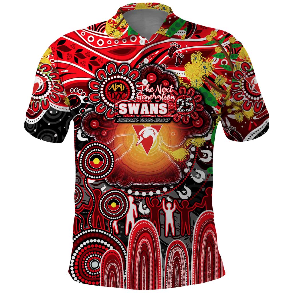 Personalised NAIDOC Week 2025 Swans Football Polo Shirt Aboriginal Dot Painting