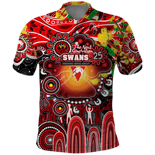 Personalised NAIDOC Week 2025 Swans Football Polo Shirt Aboriginal Dot Painting