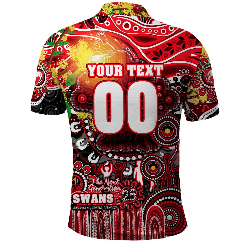 Personalised NAIDOC Week 2025 Swans Football Polo Shirt Aboriginal Dot Painting