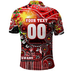 Personalised NAIDOC Week 2025 Swans Football Polo Shirt Aboriginal Dot Painting