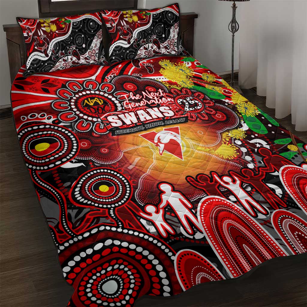 NAIDOC Week 2025 Swans Football Quilt Bed Set Aboriginal Dot Painting