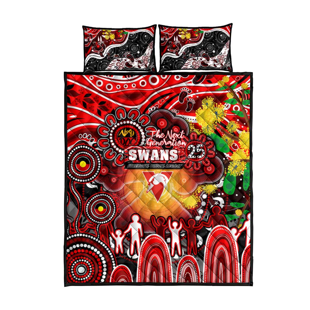NAIDOC Week 2025 Swans Football Quilt Bed Set Aboriginal Dot Painting