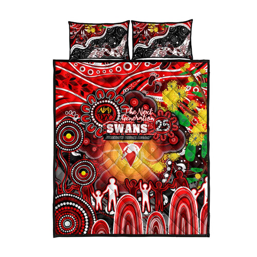 NAIDOC Week 2025 Swans Football Quilt Bed Set Aboriginal Dot Painting