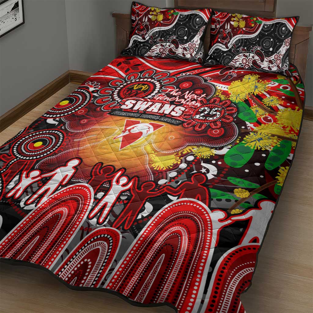 NAIDOC Week 2025 Swans Football Quilt Bed Set Aboriginal Dot Painting